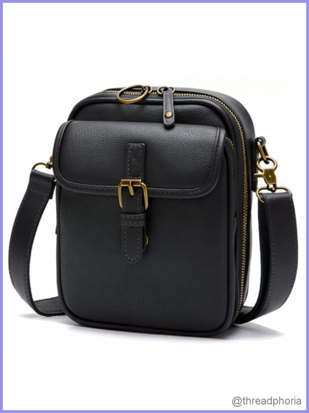 Vegan Leather Small Crossbody Messenger Purse with Card Slots